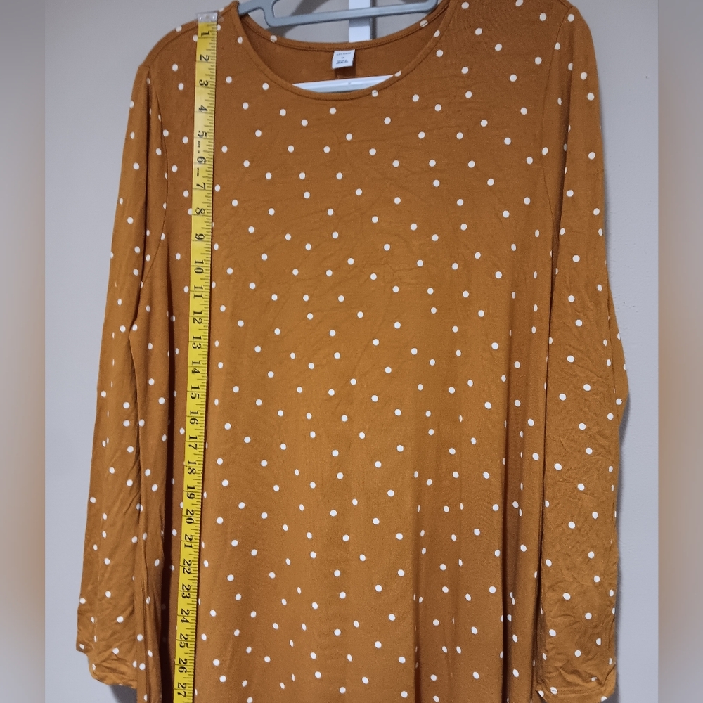 Old Navy (Size XL) Mustard Yellow & White Polka Dot Long Sleeve Shirt Dress - Picture 10 of 12